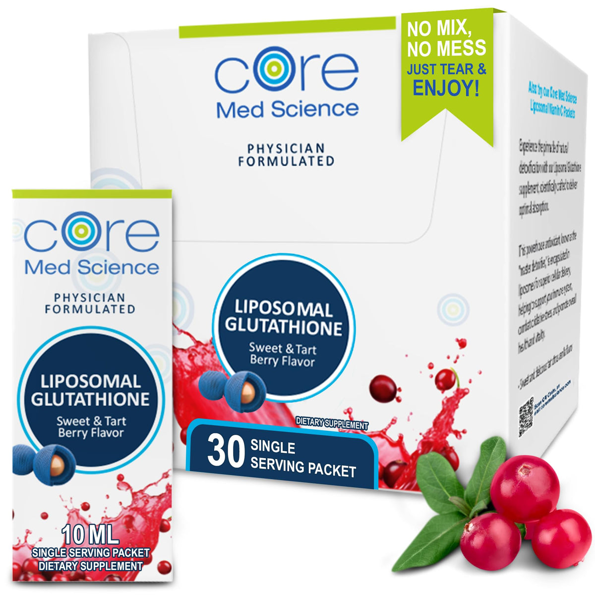 Core Med Science Glutathion Liposomal sachets de 10 ml saveur baies