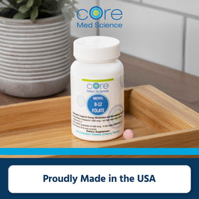 Core Med Science Methyl B12 Folate lozenges on a table