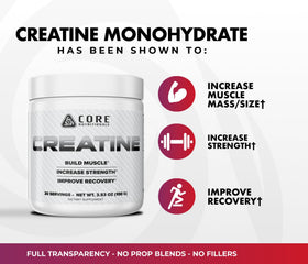 Core Nutritionals Créatine Monohydrate 140g avec cuillère doseuse