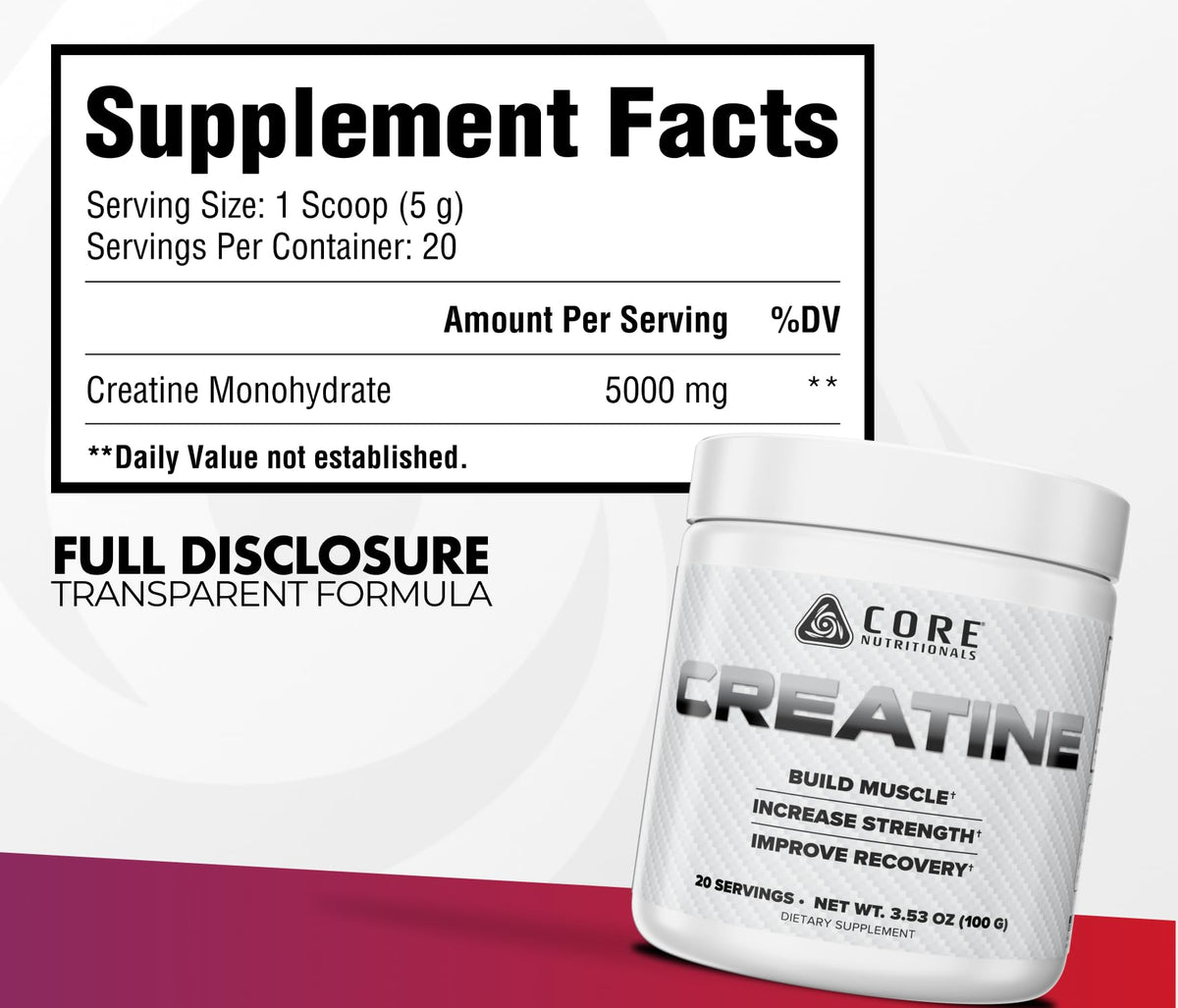 Core Nutritionals Créatine Monohydrate 140g vue arrière