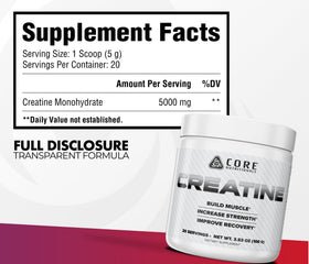Core Nutritionals Créatine Monohydrate 140g vue arrière