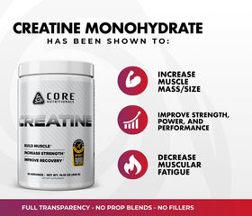 Core Nutritionals Créatine Monohydrate 50 Portions Goût Punch de Fruits poudre dans un verre