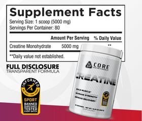 Core Nutritionals créatine monohydrate blue raspberry powder scoop