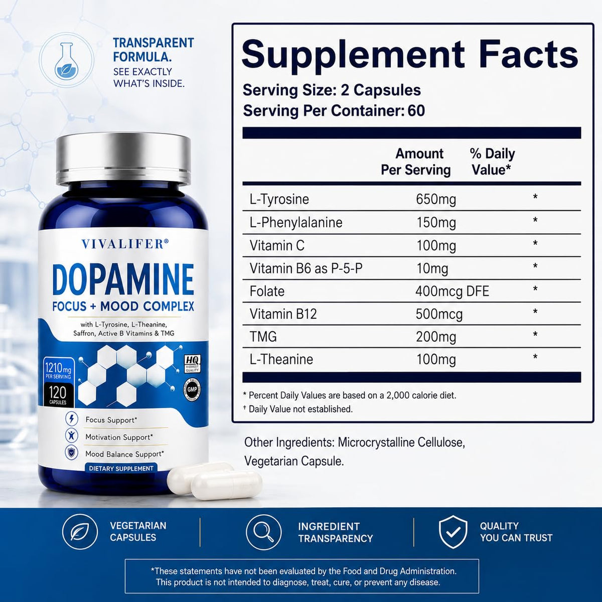 CORELIX Complément Alimentaire L-Tyrosine capsules avec verre d'eau