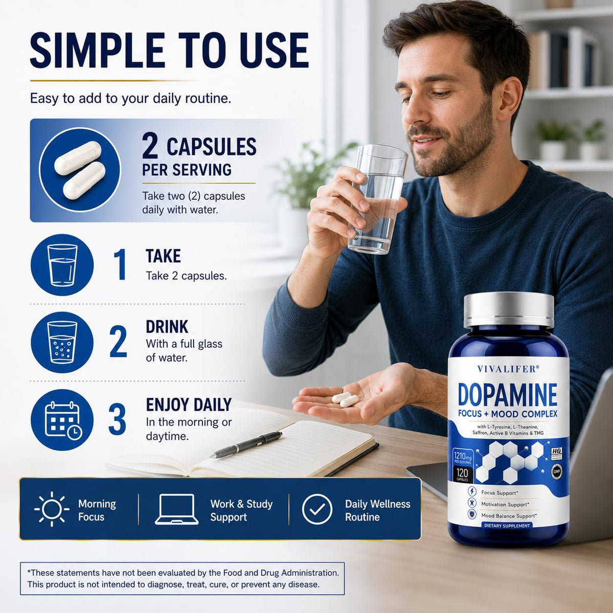 CORELIX L-Tyrosine 650mg bouteille vue de côté
