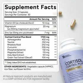 Cortisol Control Plus Natural Approach packaging details