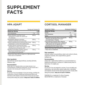 Cortisol Manager et HPA Adapt d'Integrative Therapeutics emballage