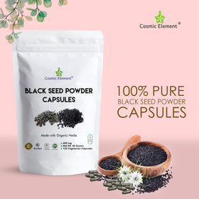 Cosmic Element Poudre de Graines Noires Bio 450mg Capsules vue arrière