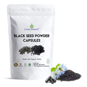 Cosmic Element Poudre de Graines Noires Bio 450mg Capsules vue de face