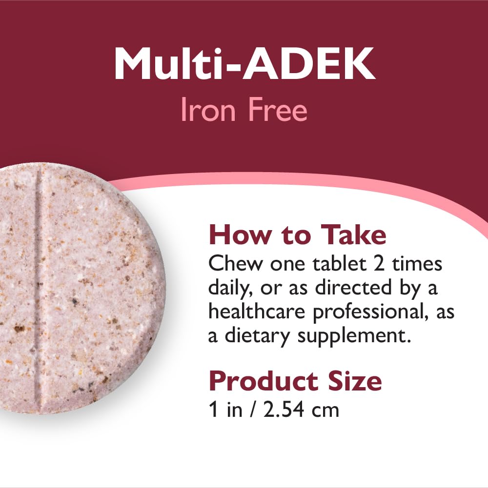 Côté de la boîte des Multi ADEK Chewables avec informations nutritionnelles