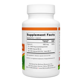 Côté du flacon de Wellness Resources avec informations nutritionnelles