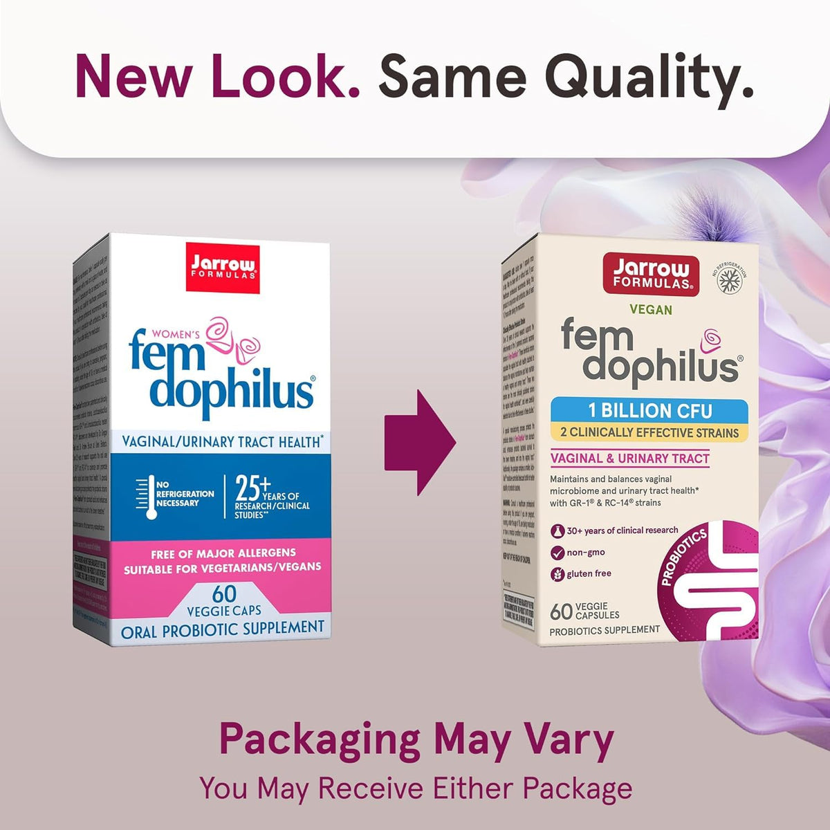Côté du flacon Jarrow Formulas Fem-Dophilus avec informations