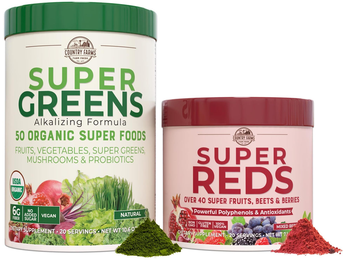 Country Farms Essential Pack Super Greens et Super Reds 739g vue de face