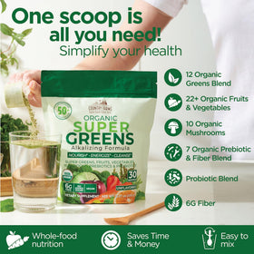 Country Farms Super Greens en préparation dans un smoothie