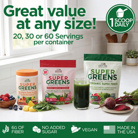 Country Farms Super Greens sachet sur une cuisine en bois
