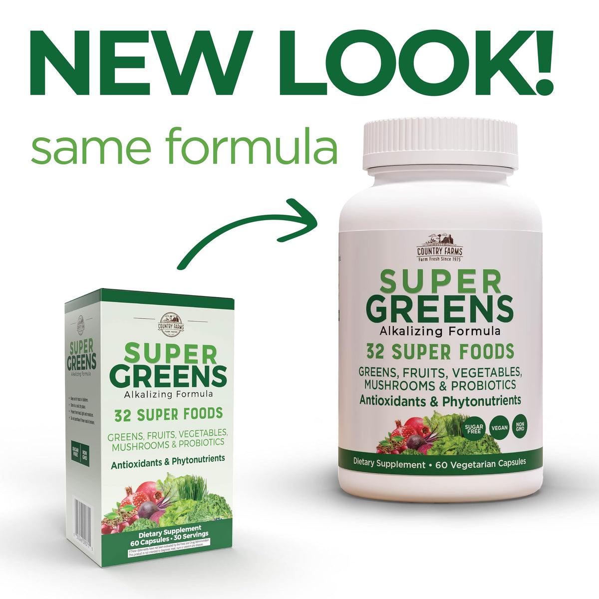 Country Farms Super Greens Vegicaps packaging side view
