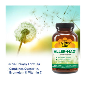 Country Life Aller-Max gélules avec étiquette et informations nutritionnelles