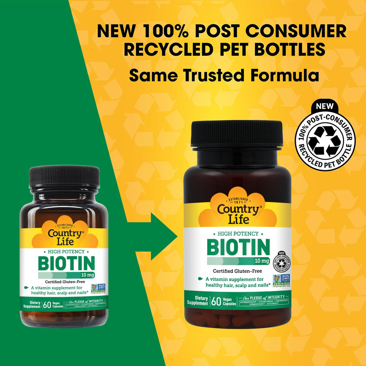 Country Life Biotin 10 000 mcg capsules vegan vue arrière