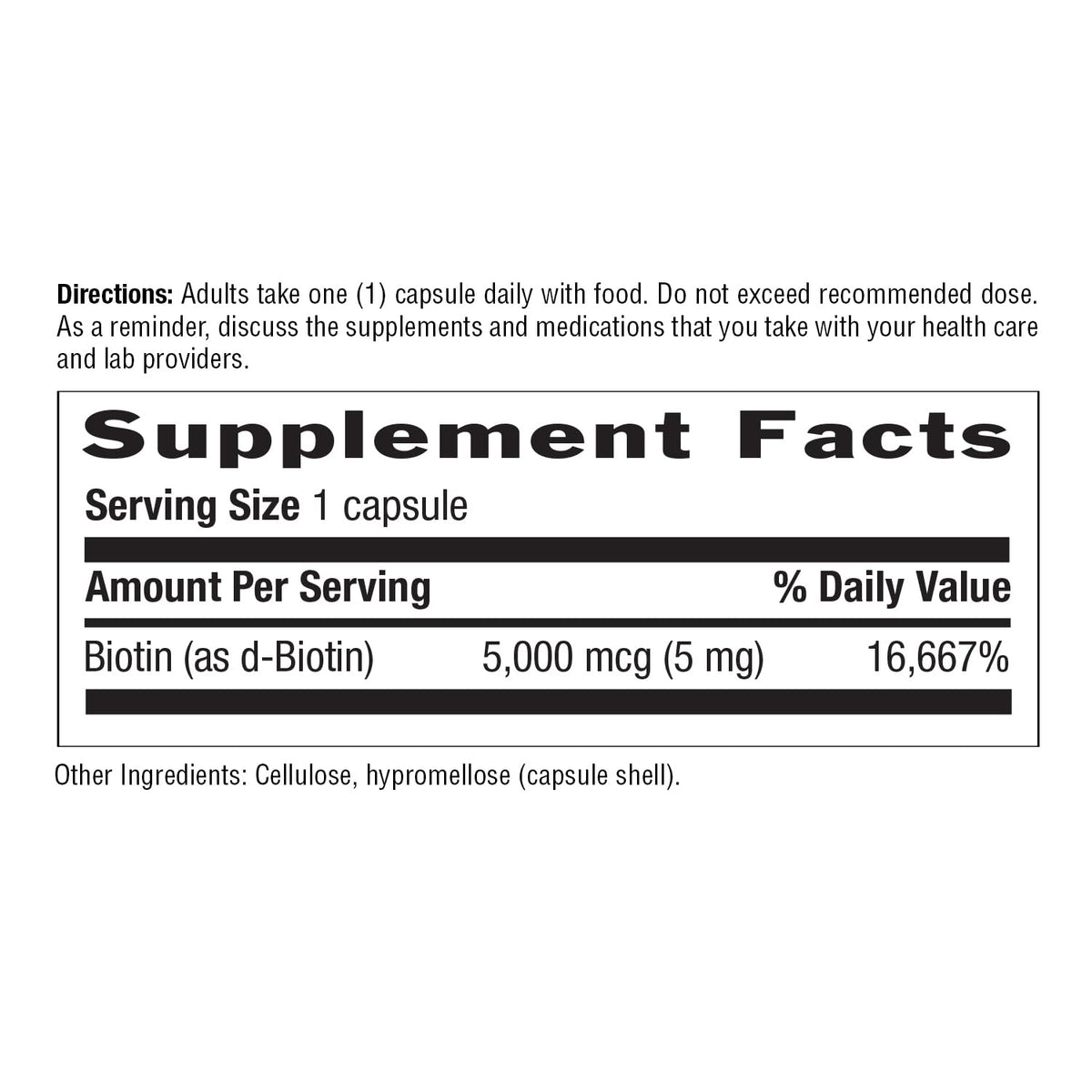 Country Life Biotine 5 mg 120 gélules - arrière de l'emballage