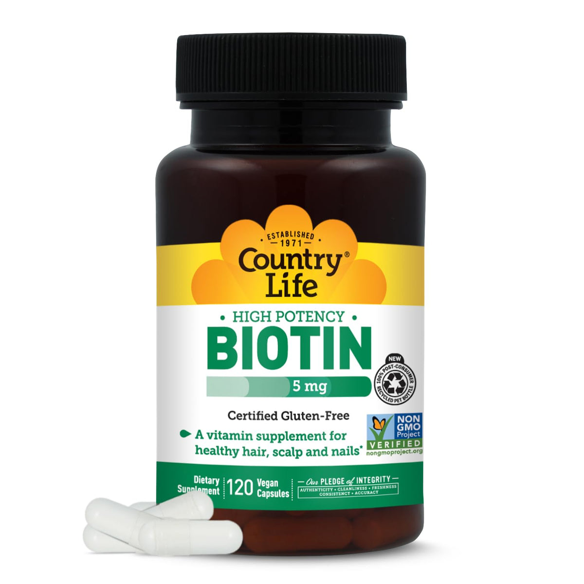 Country Life Biotine 5 mg 120 gélules végétales - vue de l'avant