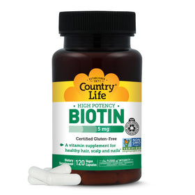 Country Life Biotine 5 mg 120 gélules végétales - vue de l'avant