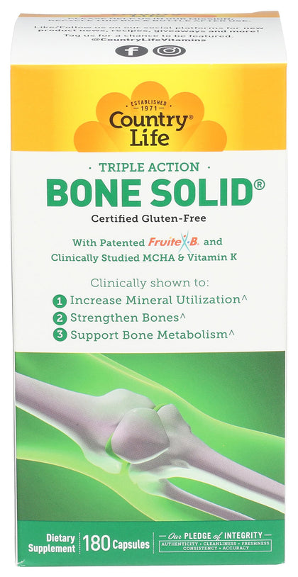 Country Life Bone Solid 180 Capsules vue de face avec étiquette