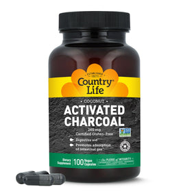 Country Life Charbon Actif 260 mg 100 Capsules Végétaliennes vue de face