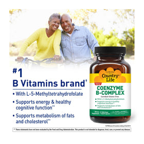 Country Life Coenzyme B-Complex 120 capsules, vue en lifestyle sur une table