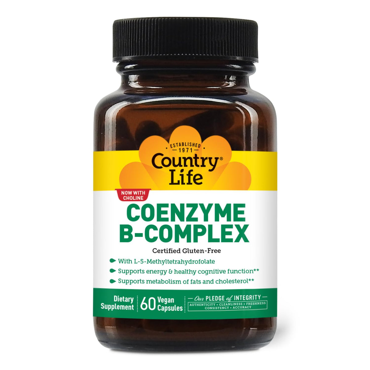 Country Life Coenzyme B-Complex 60 capsules véganes vue avant