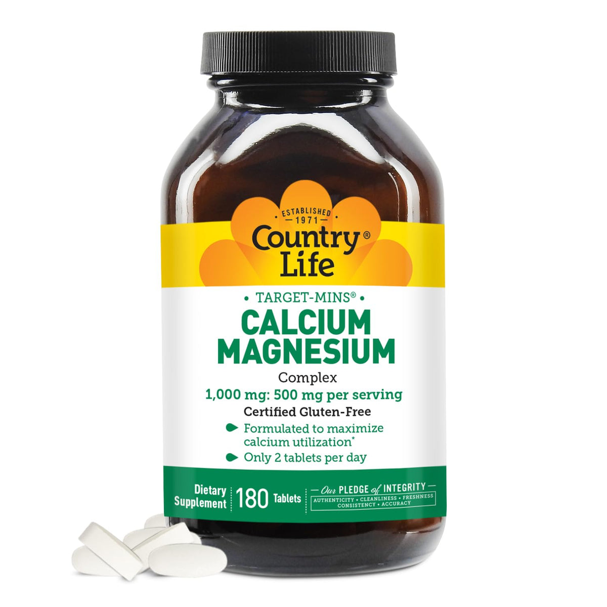 Country Life Complément Alimentaire Calcium Magnésium 1000mg/500mg vue de face