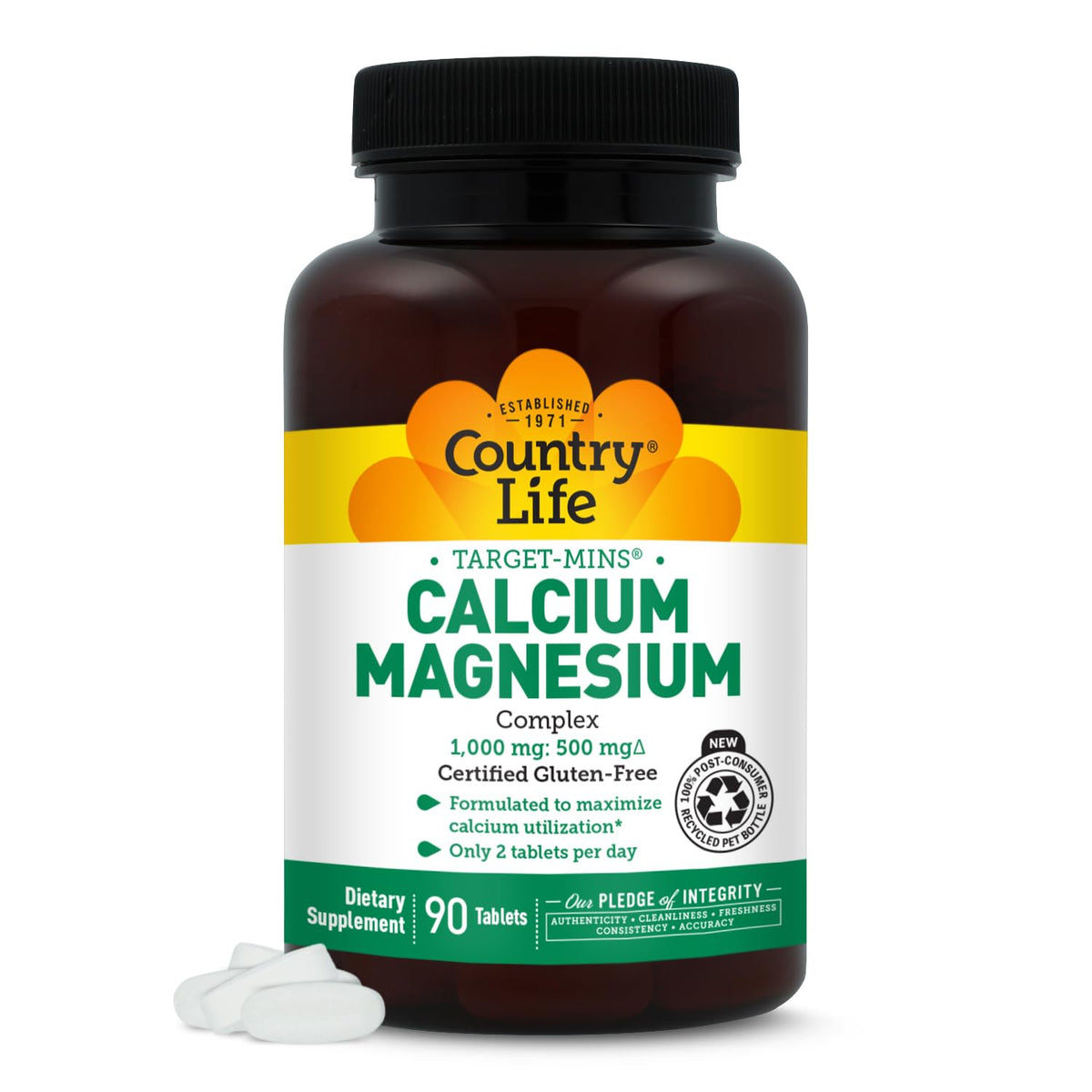 Country Life Complexe Calcium Magnésium 90 comprimés, vue avant du produit