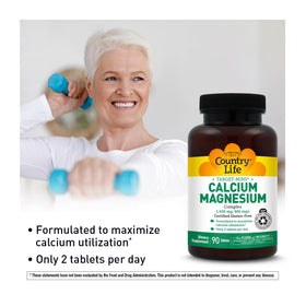 Country Life Complexe Calcium Magnésium, présentation du produit sur un fond neutre