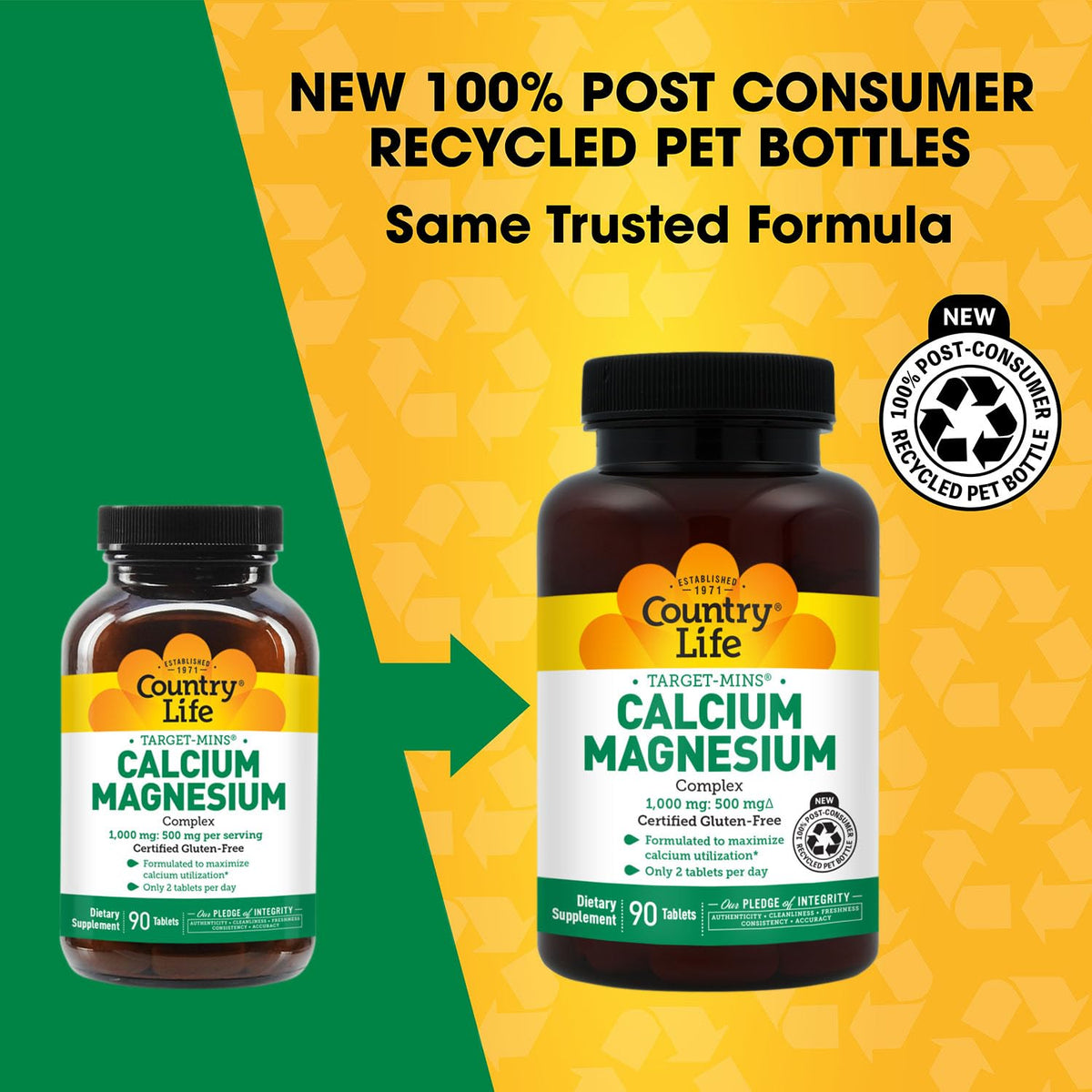Country Life Complexe Calcium Magnésium, tableau des valeurs nutritionnelles