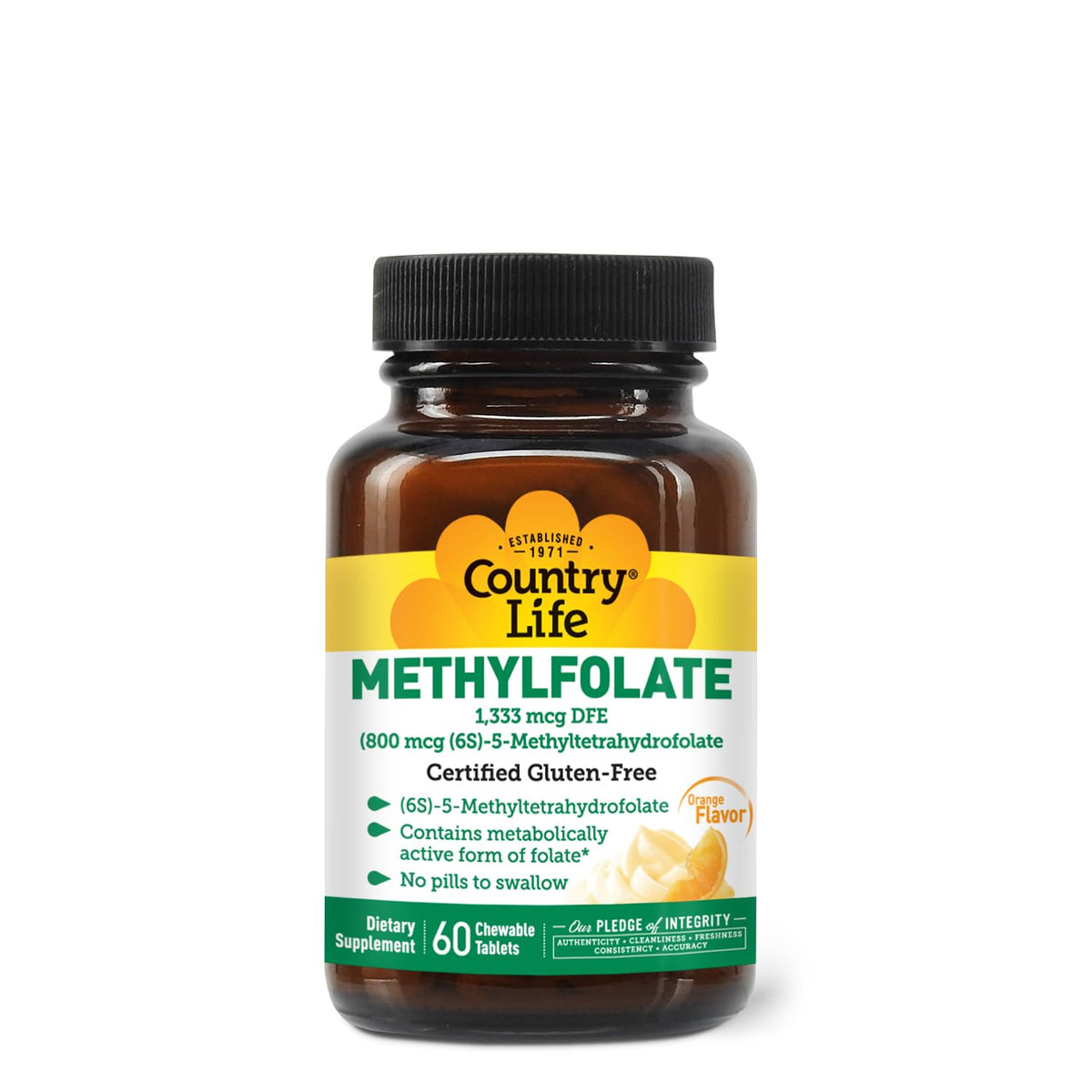 Country Life comprimés Methylfolate 60 tablettes, vue de face