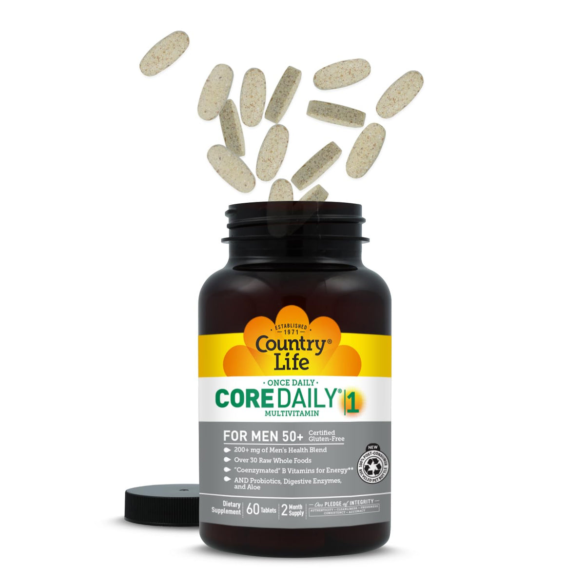 Country Life CORE DAILY-1 Multivitamines pour Hommes 50+ sur une table