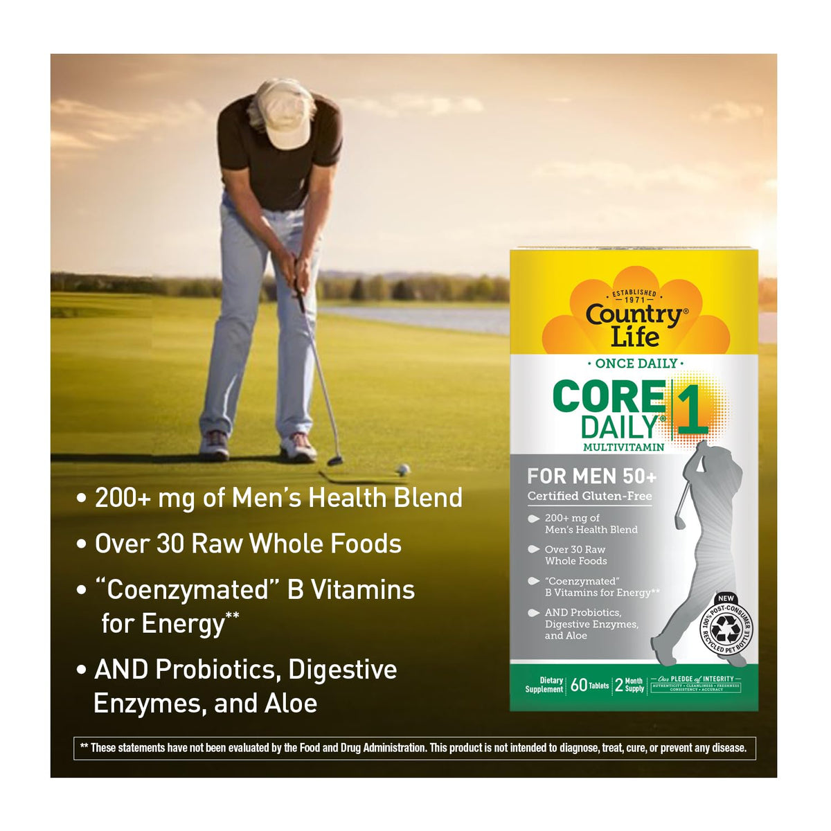 Country Life CORE DAILY-1 Multivitamines pour Hommes 50+ vue de côté