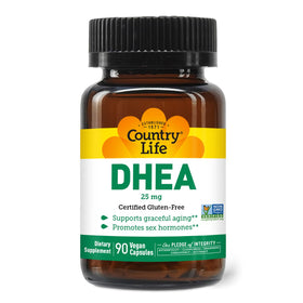 Country Life DHEA 25mg 90 capsules végétales, vue de face