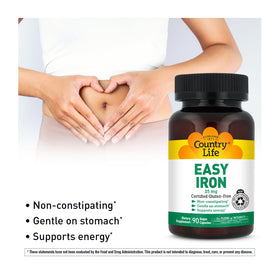 Country Life Easy Iron 25 mg Capsules - back view of packaging