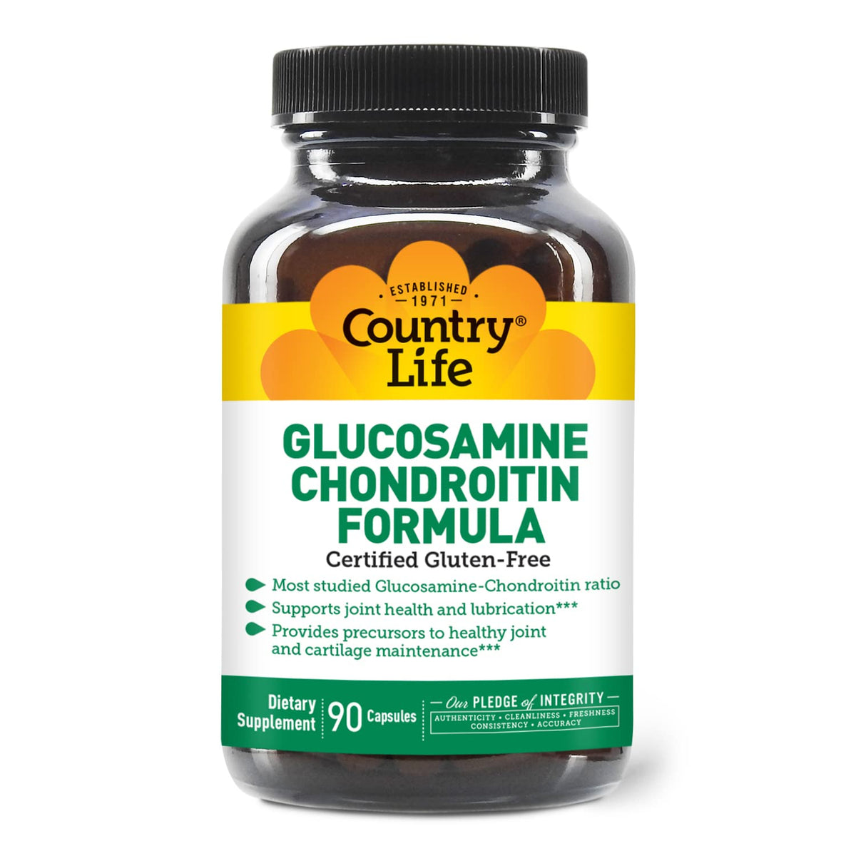 Country Life Glucosamine Chondroitin 1500mg/1200mg 90 capsules front view