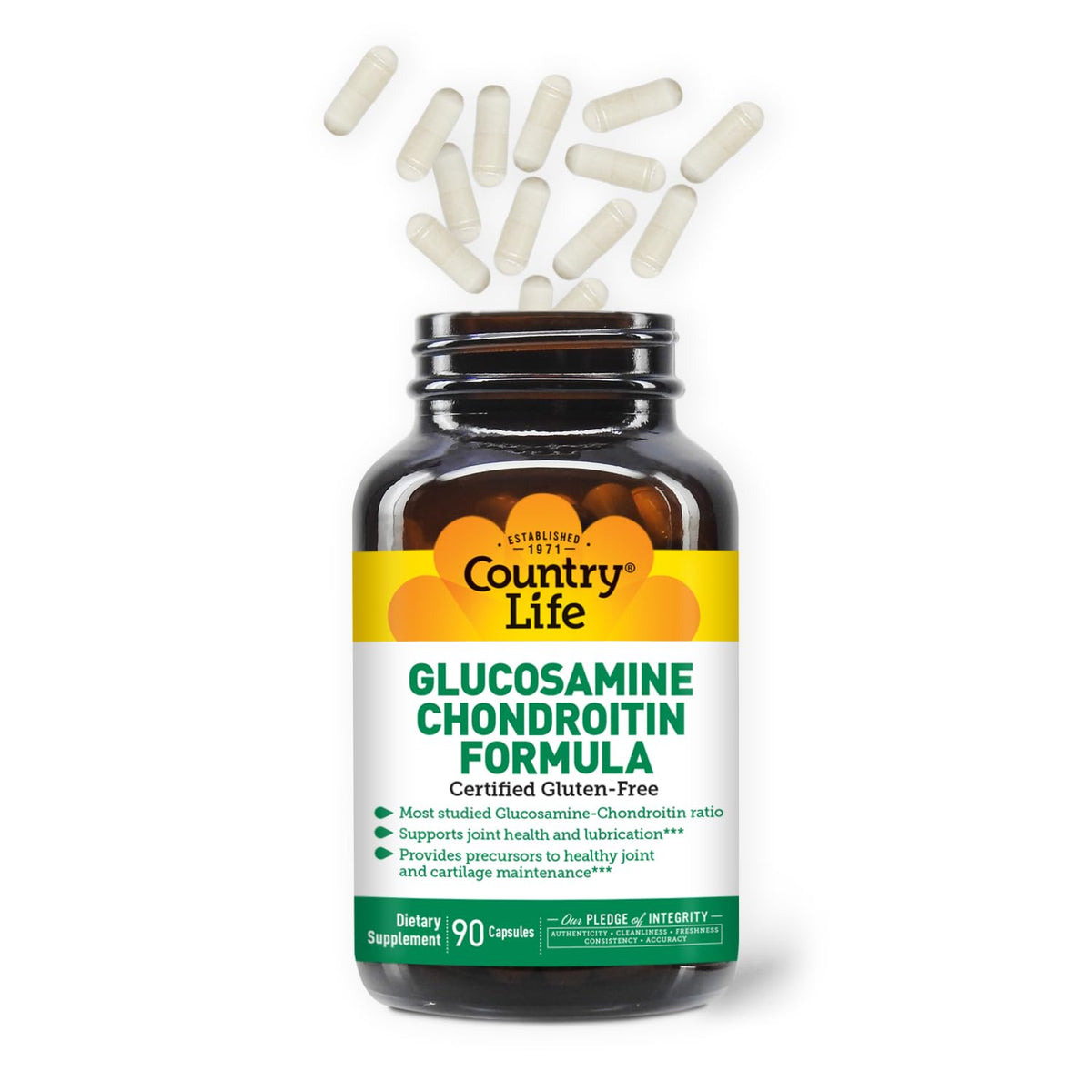 Country Life Glucosamine Chondroitin 1500mg/1200mg bottle side view