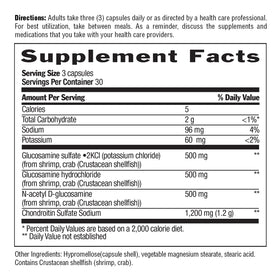 Country Life Glucosamine Chondroitin 1500mg/1200mg nutritional information