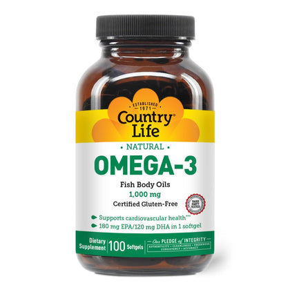 Country Life Huile de Poisson Omega-3 1000 mg boîte vue de face