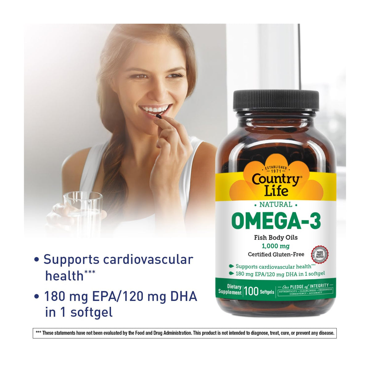 Country Life Huile de Poisson Omega-3 1000 mg gélules à l'intérieur