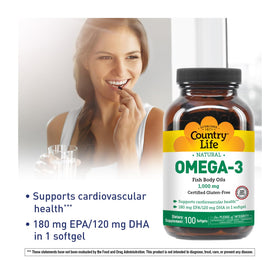 Country Life Huile de Poisson Omega-3 1000 mg gélules à l'intérieur