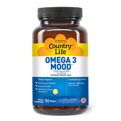 Country Life Huile de Poisson Omega 3 Mood 2000mg flacon avant