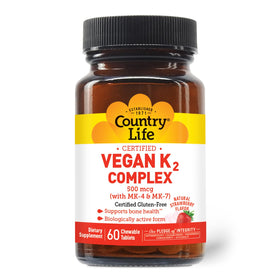 Country Life K2 Complex Vegan 500 mcg comprimés fraise vue de face