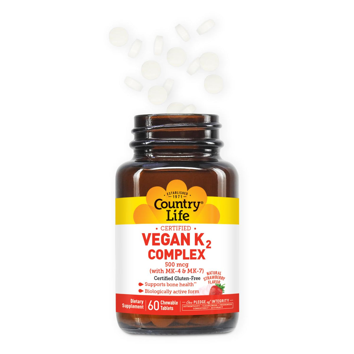 Country Life K2 Complex Vegan 500 mcg emballage avec étiquette