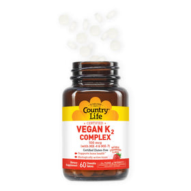 Country Life K2 Complex Vegan 500 mcg emballage avec étiquette