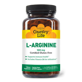 Country Life L-Arginine 500 mg 200 capsules végétales vue de face
