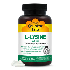 Country Life L-Lysine 500mg flacon de 100 capsules végétales